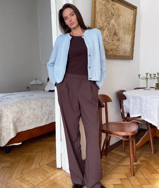 Cardigan Tricoté à Col Rond