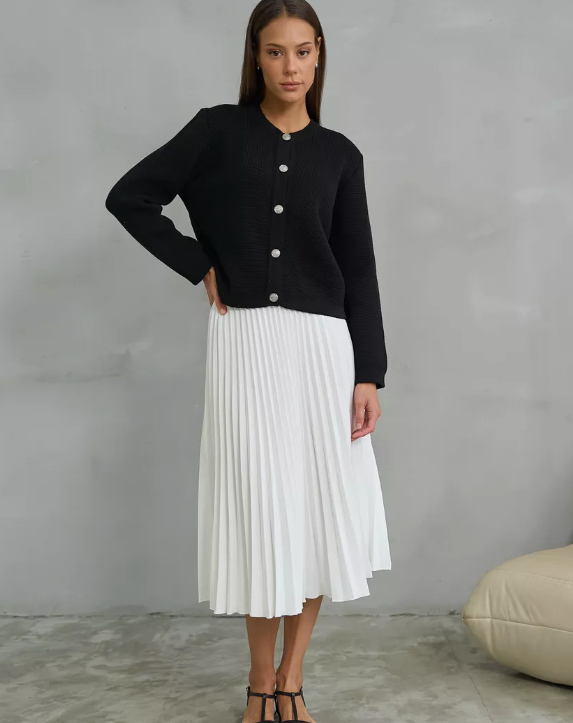 Cardigan Tricoté à Col Rond