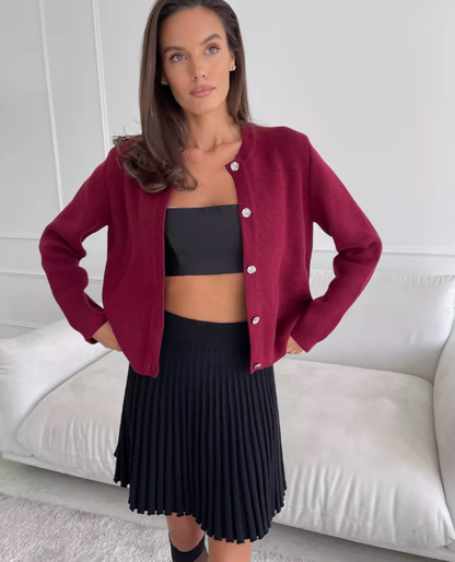Cardigan Tricoté à Col Rond