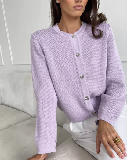 Cardigan Tricoté à Col Rond
